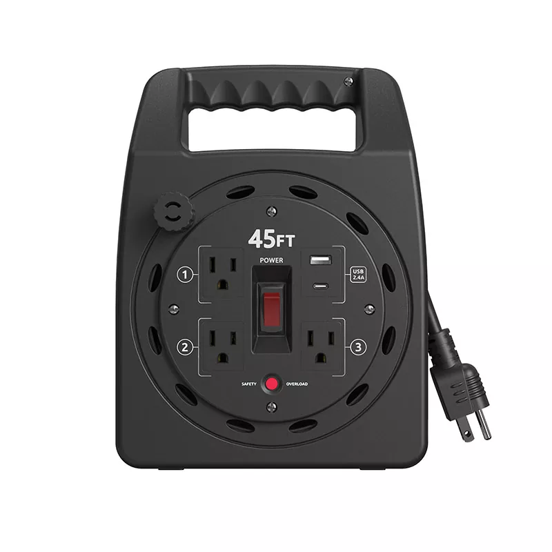 3 утичнице Усб2.4а пластични колут за кабл 45 стопа са заштитом од преоптерећења 3 утичнице Усб2.4а пластични колут за кабл 45 стопа са заштитом од преоптерећења